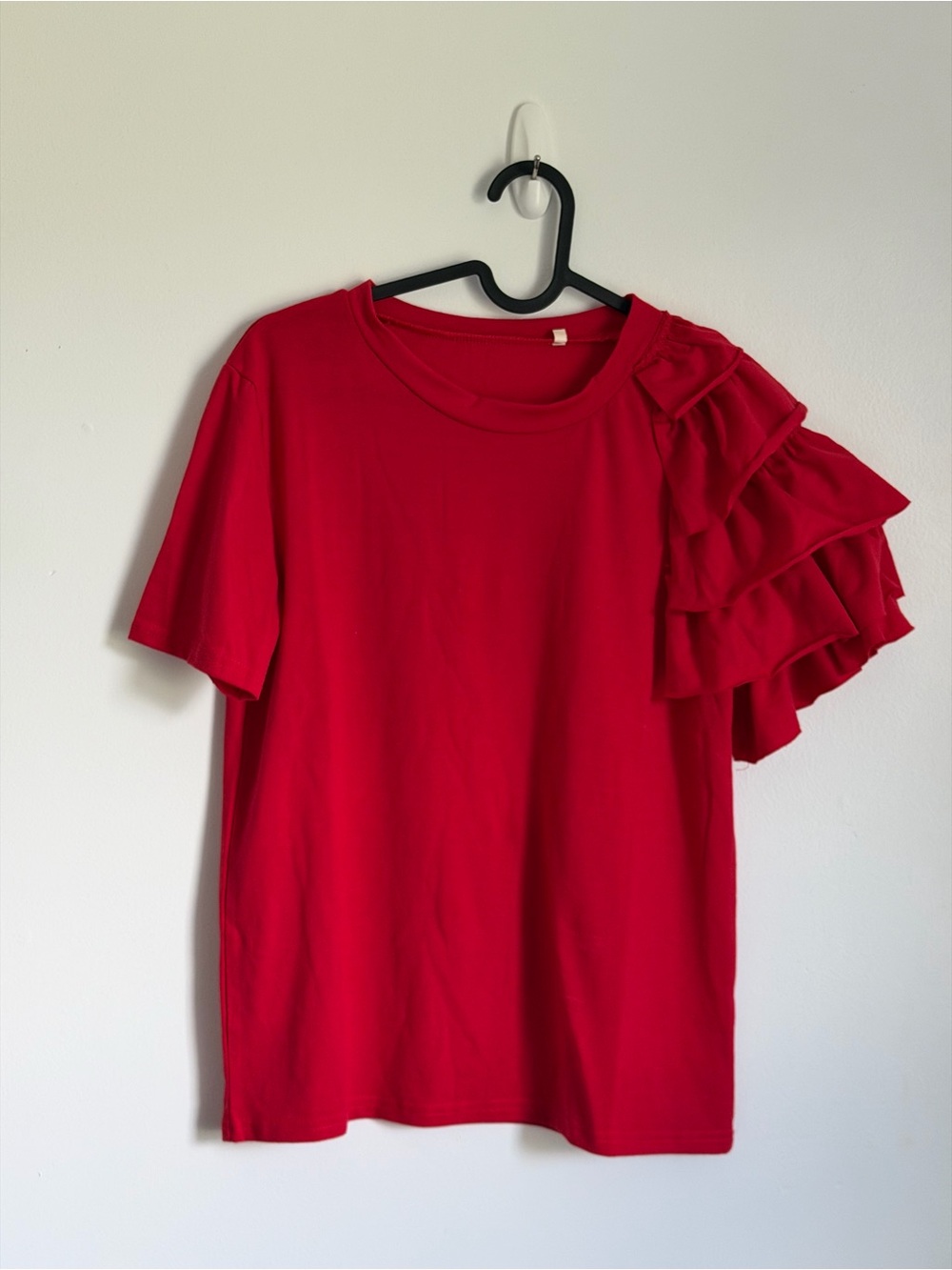 Source Unknown Red Ruffle Sleeve Tee